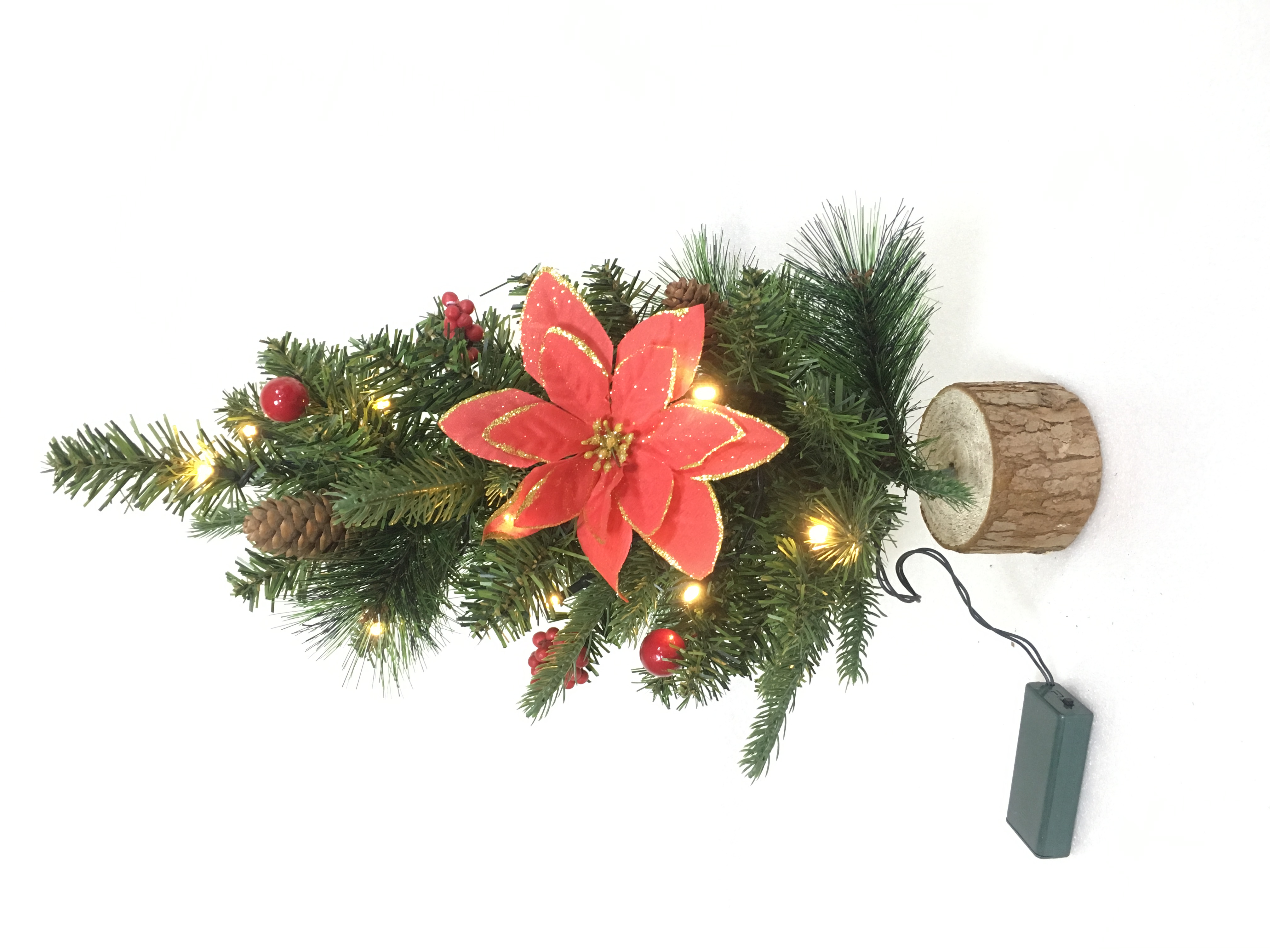 درخت کریسمس سری پی وی سی پی پی پی Pine Needle - تزئینات سر و پاهای چوبی کوچک 40 سانتی متری
