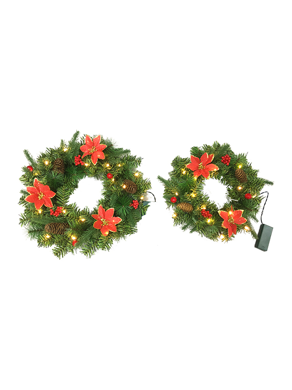 PVC PE Pine Needle Series-38CM کریسمس تاج گل پلاس تزئینات